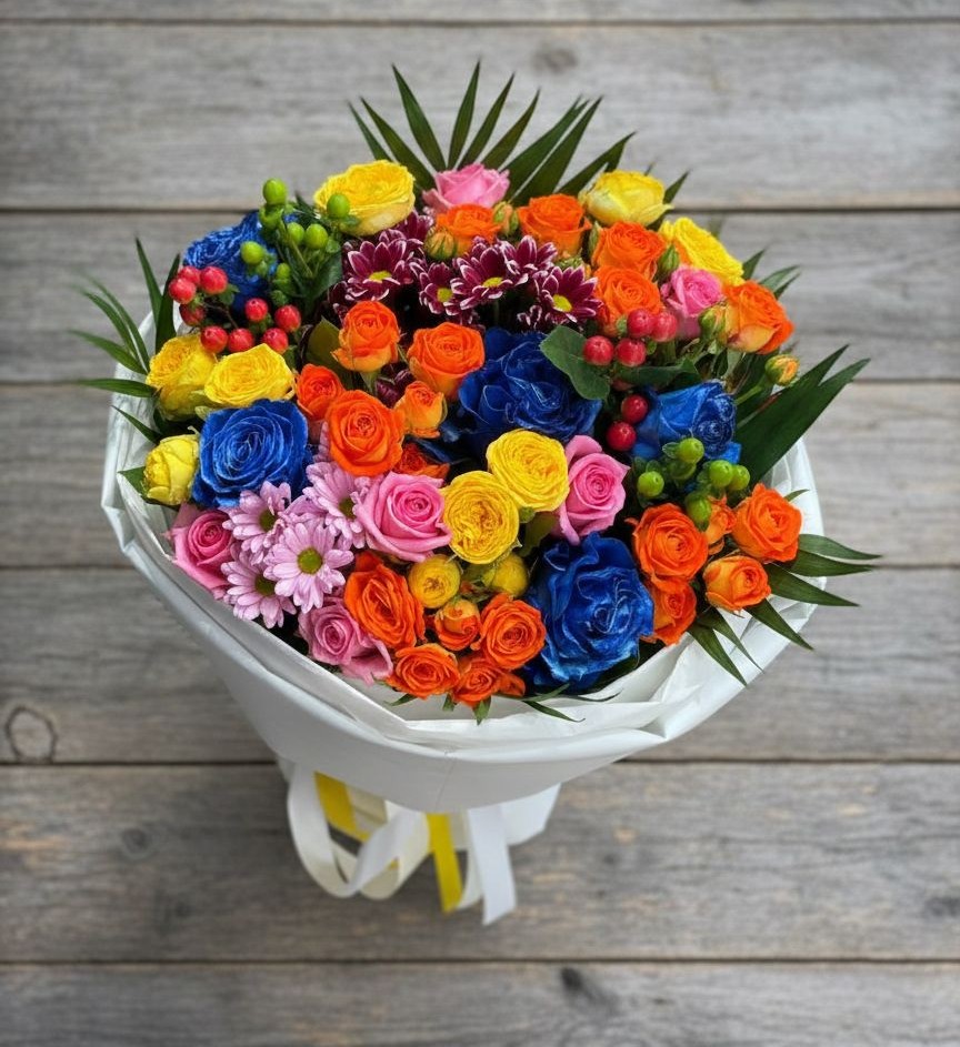 Букет цветов из: Розы и Хризантемы в Бохане