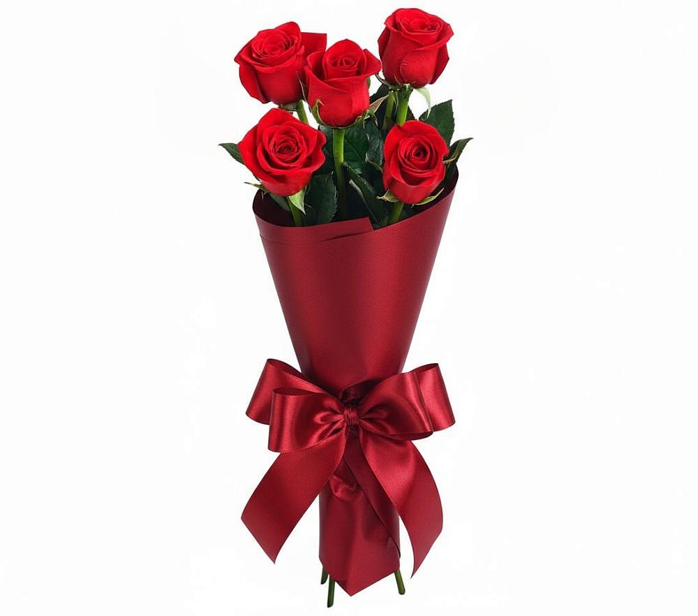 Букет 5 Красных роз Эдлесс Лав в Бохане