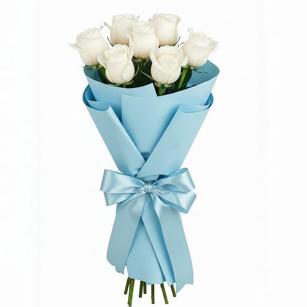 Букет 7 белых роз Проуд в Бохане