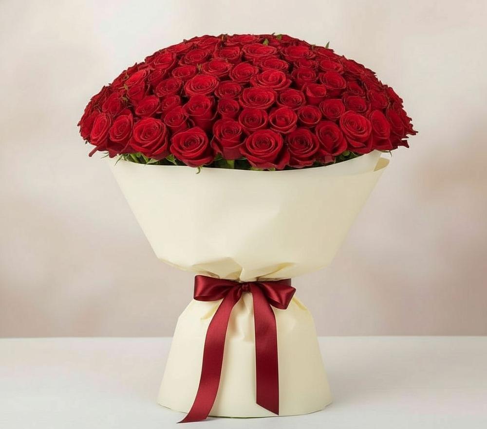 Букет 101 Красная роза Милано в Бохане