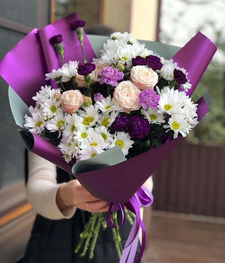 Букет цветов из: Хризантемы, Гвоздики и Розы в Бохане