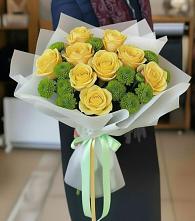 Букет цветов из:  Хризантемы и Розы в Бохане