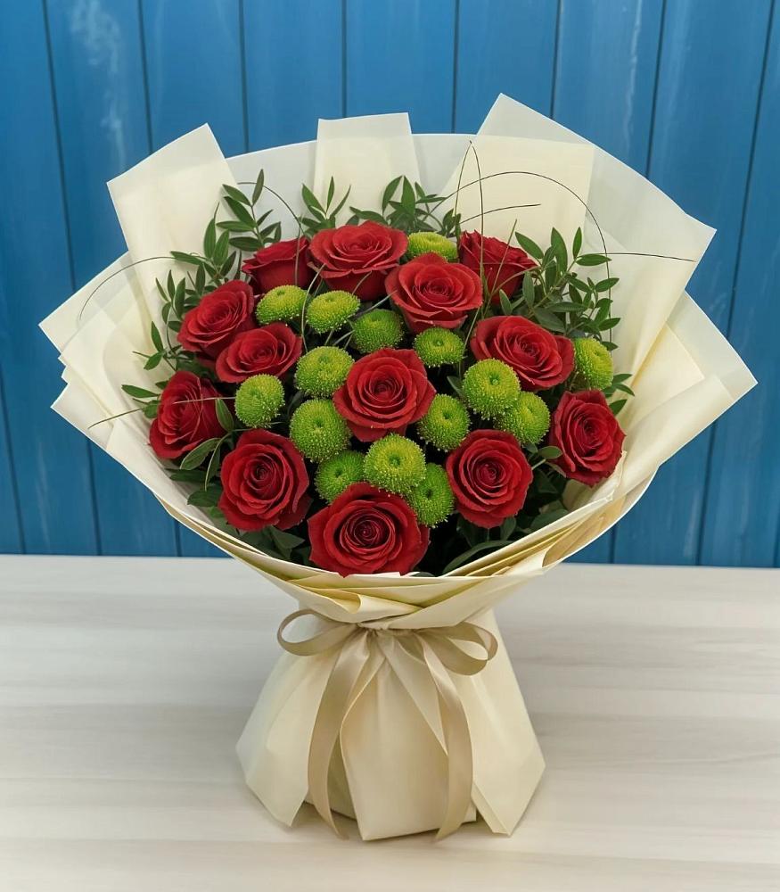 Букет цветов из: Розы и Хризантемы в Бохане