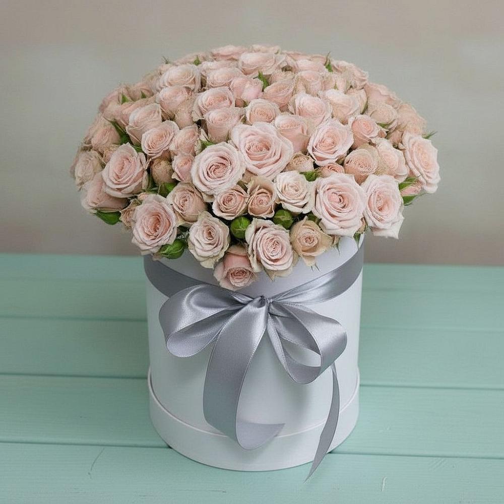 Цветочная композиция из Розы в шляпной коробке в Бохане